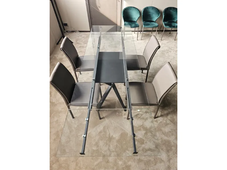 Tavolo rettangolare in vetro Romeo  di Easyline in Offerta Outlet