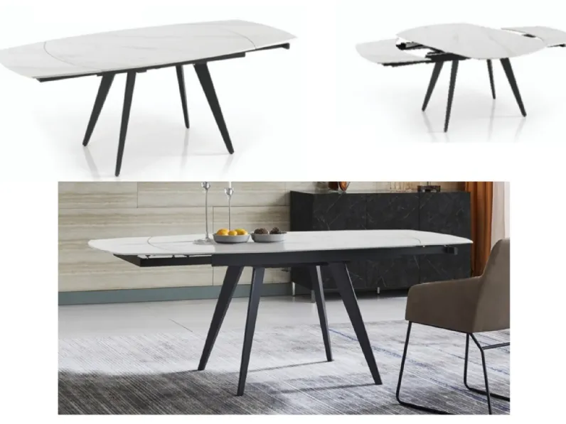 Tavolo ellittico in ceramica Nancy di Collezione esclusiva in Offerta Outlet