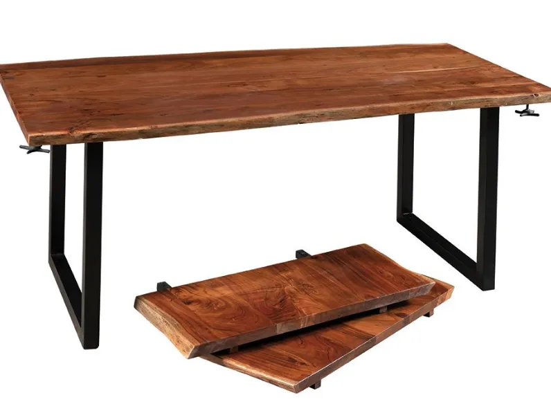 Tavolo in legno rettangolare Tavolo in vero legno  industrial design austin allungabile    Outlet etnico in offerta outlet
