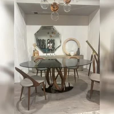 Tavolo in vetro ellittico Infinity Porada in offerta outlet