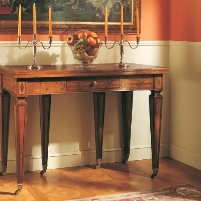 Tavolo in legno rettangolare Tavolo consolle classico crestan in noce intarsiato Artigianale in offerta outlet