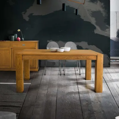 Tavolo rettangolare in legno Gamba quadra allungabile Artigianale in Offerta Outlet