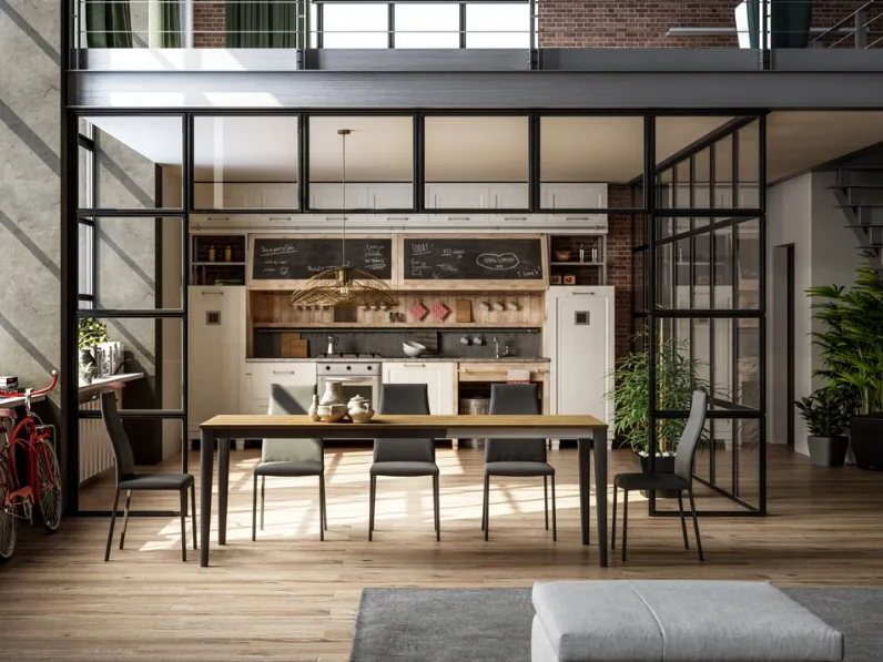 Tavolo con piano in legno rettangolare di Easyline a PREZZO OUTLET 