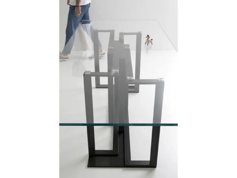 Tavolo rettangolare in vetro Accademia 200 Point house in Offerta Outlet
