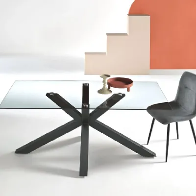Tavolo rettangolare in vetro Tavolo due misure piano vetro di Md work in Offerta Outlet