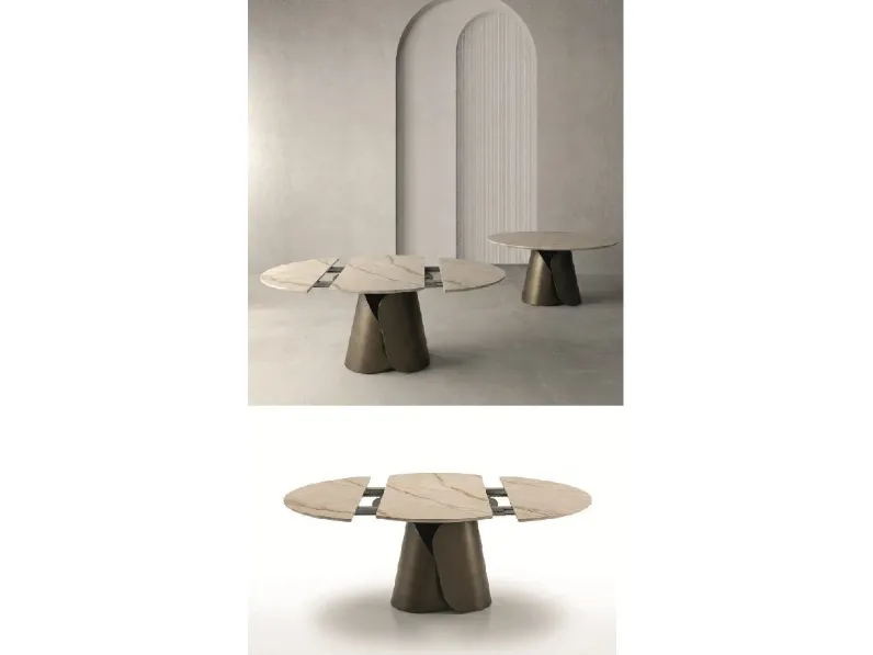 Tavolo in ceramica rotondo Fusion e sedie lolita Zamagna in offerta outlet