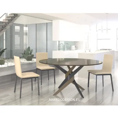 Tavolo rotondo in vetro Vertigo * di Dexo in Offerta Outlet