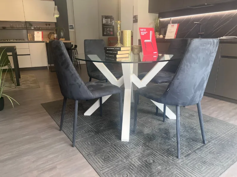 Tavolo in vetro rotondo Shangai Scavolini in offerta outlet