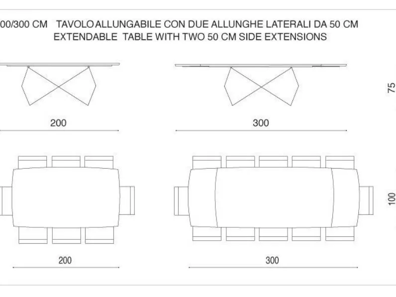 Tavolo in legno rettangolare Tavolo allungabile impiallacciato luxury Md  work in offerta outlet