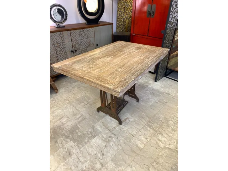 Tavolo fisso teak kecil 120 cm  Outlet etnico in legno Fisso scontato 33%