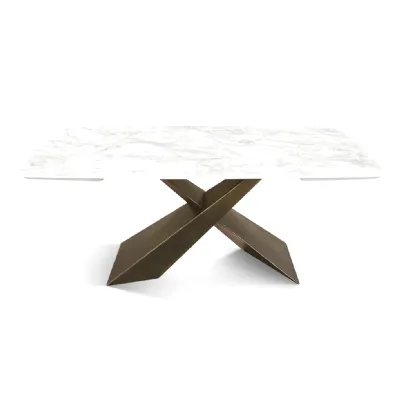 Tavolo ellittico in ceramica Tavolo in ceramica bianco arabesco  di Mobilificio bellutti in Offerta Outlet