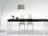 Tavolo in vetro rettangolare Tavolo layer allungabile nero piano in cristallo nero Bonaldo in offerta outlet