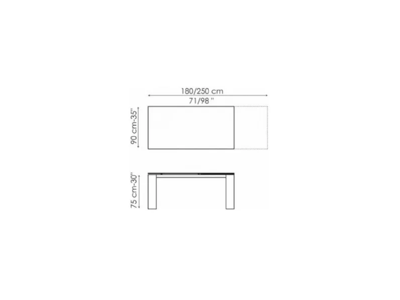 Tavolo in vetro rettangolare Tavolo layer allungabile nero piano in cristallo nero Bonaldo in offerta outlet