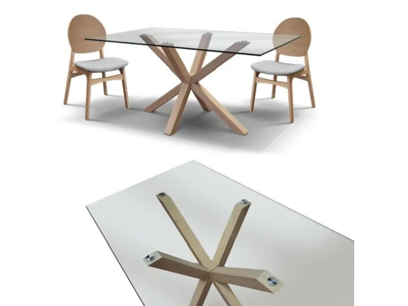 Tavolo rettangolare Tavolo legno massello piano vetro  Md work scontato del 45%