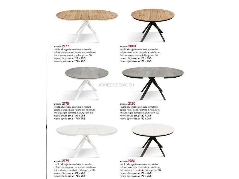 Tavolo in laminato rotondo Tempor 2177 Collezione esclusiva in offerta outlet