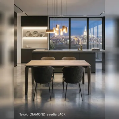 Tavolo rettangolare Diamond e sedie jack Zamagna scontato del 30%