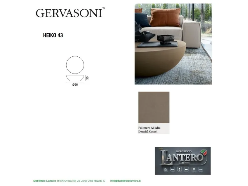 Tavolino design Heiko 43 di Gervasoni a prezzo ribassato