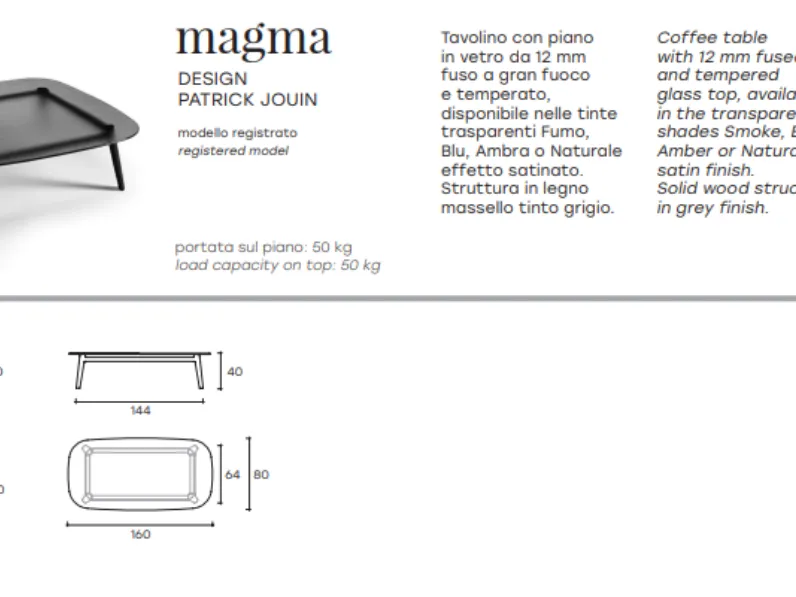 Prezzi ribassati per il tavolino design Magma di Fiam