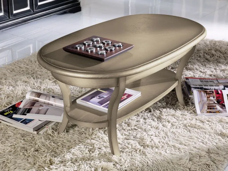 Tavolino Artigiani veneti modello Tavolino da salotto ovale con piano in  vetro in promo-sconto del
