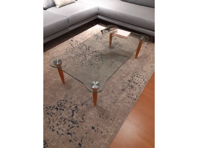 Tavolino cristallo noce rettangolare del marchio La vetreria con forte sconto - 45%