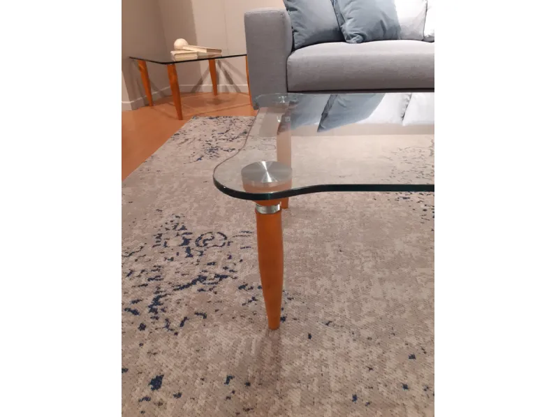 Tavolino cristallo noce rettangolare del marchio La vetreria con forte sconto - 45%