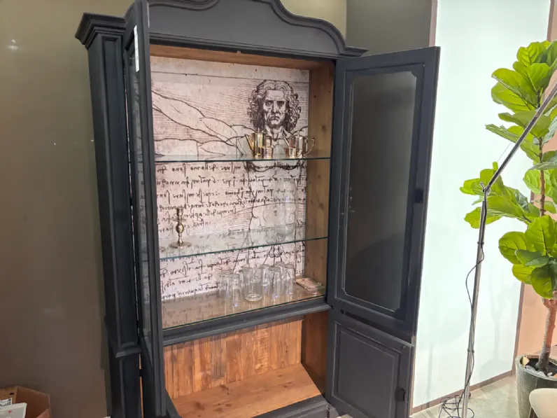 Vetrinetta Credenza Dialma brown in legno a prezzo Outlet