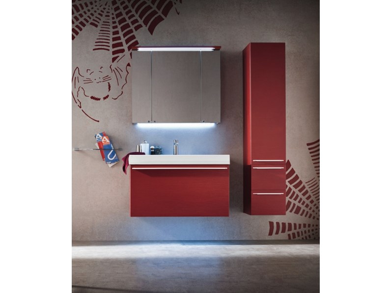 Arredo Bagno Moderno Rosso.Mobile Bagno Compab Moderno Sospeso Con Specchiera Contenitore A Prezzo Scontato 35