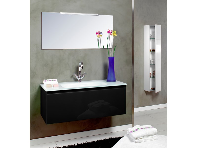 Mobili Bagno In Vetro Cristallo.Mobile Bagno Euro Bagno Cristallo Nero Cm 105 A Prezzo Ribassato 61