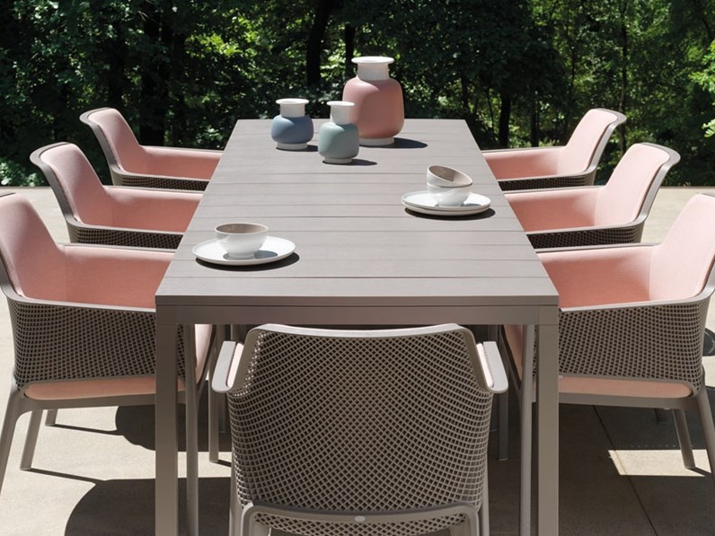 Set tavolo rio alu 210/ 280 + 8 sedie nat multicolore Nardi outdoor