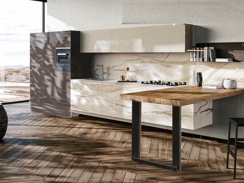 Cucina Nuovi Mondi Cucine Con Penisola Cucina Moderna In Offerta In Ante Ossido Effetto Marmo E