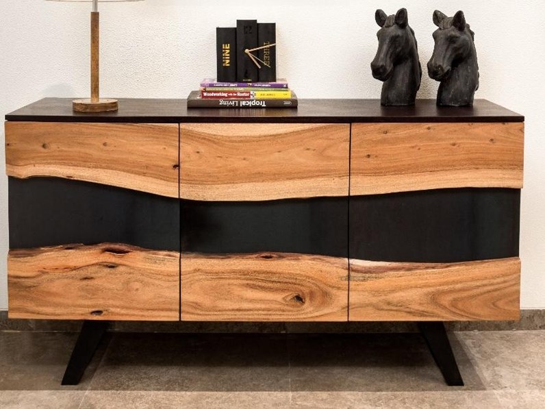 Madia In Legno Stile Design Mobile Credenza Wave In Legno Masselo In Offerta Outlet Etnico