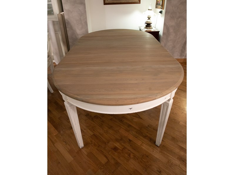 Tavolo Rotondo Allungabile Bianco.Tavolo Rotondo In Legno Tavolo Legno Naturale Allungabile Bianco Artigianale In Offerta Outlet